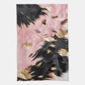 ピンクガーリーブラック金ゴールド女性のカーボーイ牛革 キッチンタオル (縦)