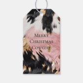 ピンクガーリーブラック金ゴールド女性のカーボーイ牛革 ギフトタグ (正面)