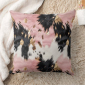 ピンクガーリーブラック金ゴールド女性のカーボーイ牛革 クッション (ブランケット)