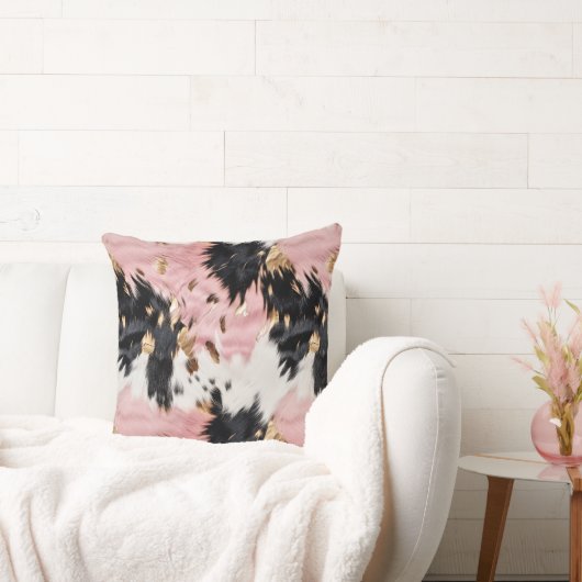 ピンクガーリーブラック金ゴールド女性のカーボーイ牛革 クッション (ソファ)