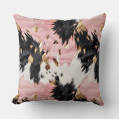 ピンクガーリーブラック金ゴールド女性のカーボーイ牛革 クッション (正面)