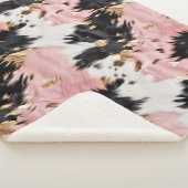 ピンクガーリーブラック金ゴールド女性のカーボーイ牛革 シェルパブランケット (3/4)