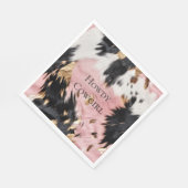 ピンクガーリーブラック金ゴールド女性のカーボーイ牛革 スタンダードランチョンナプキン (角)