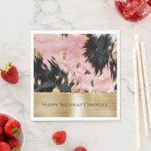 ピンクガーリーブラック金ゴールド女性のカーボーイ牛革 スタンダードランチョンナプキン (インサイチュ)