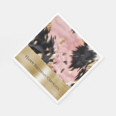 ピンクガーリーブラック金ゴールド女性のカーボーイ牛革 スタンダードランチョンナプキン (角)