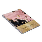 ピンクガーリーブラック金ゴールド女性のカーボーイ牛革 ノートブック (右側)