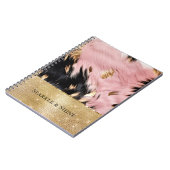 ピンクガーリーブラック金ゴールド女性のカーボーイ牛革 ノートブック (左側)