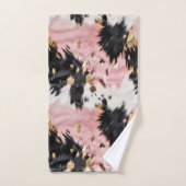 ピンクガーリーブラック金ゴールド女性のカーボーイ牛革 バスタオルセット (ハンドタオル)