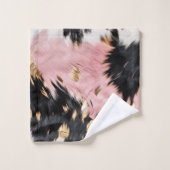 ピンクガーリーブラック金ゴールド女性のカーボーイ牛革 バスタオルセット (ウォッシュタオル)