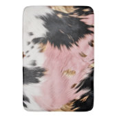 ピンクガーリーブラック金ゴールド女性のカーボーイ牛革 バスマット (正面縦)