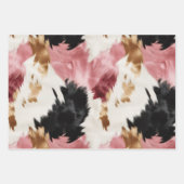 ピンクガーリーブラック金ゴールド女性のカーボーイ牛革 ラッピングペーパーシート (正面2)