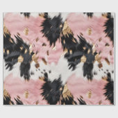 ピンクガーリーブラック金ゴールド女性のカーボーイ牛革 ラッピングペーパー (フラット)