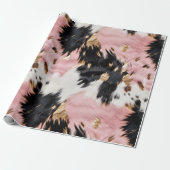 ピンクガーリーブラック金ゴールド女性のカーボーイ牛革 ラッピングペーパー (アンロールド)