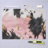 ピンクガーリーブラック金ゴールド女性のカーボーイ牛革 薄葉紙 (クラフト)