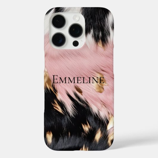 ピンクガーリーブラック金ゴールド女性のカーボーイ牛革 Case-Mate iPhoneケース (裏面)