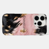 ピンクガーリーブラック金ゴールド女性のカーボーイ牛革 Case-Mate iPhoneケース (裏面 (横))