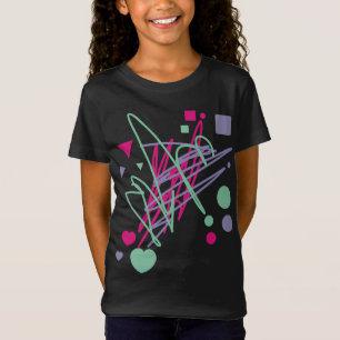 ピンクガーリーブルーアクアスクライブズハートスクエアサークル Tシャツ