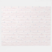 ピンクガーリーブルーハートストライプ数 フリースブランケット (正面(横))