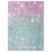 ピンクガーリーブルーパープルグリッターモノグラム名 クリップボード (裏面)