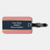 ピンクガーリーブルー金ゴールドストライプパターン名 ラゲッジタグ (裏面横)