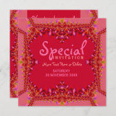 ピンクガーリーブードワール特別パーティの招待状 招待状 (正面/裏面)