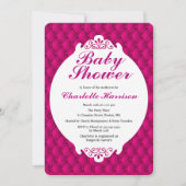 ピンクガーリープリンセス&ピンクリボン赤ちゃんシャワー 招待状 (正面)