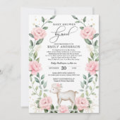 ピンクガーリーベビーのラムシャワー(郵便検疫) 招待状 (正面)