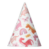ピンクガーリーベビーディノ恐竜誕生日 パーティーハット (左)