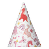 ピンクガーリーベビーディノ恐竜誕生日 パーティーハット (右)