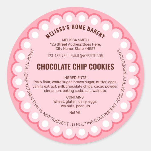 ピンクガーリーベーカリー包装コテージ法ラベル ラウンドシール (正面)