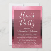 ピンクガーリーホイル絵を描ス・ストローク・ヘンのパーティー 招待状 (正面)