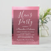 ピンクガーリーホイル絵を描ス・ストローク・ヘンのパーティー 招待状 (スタンド正面)