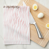 ピンクガーリーホワイトウォーター色の動物ゼブラプリント キッチンタオル (四つ折り)