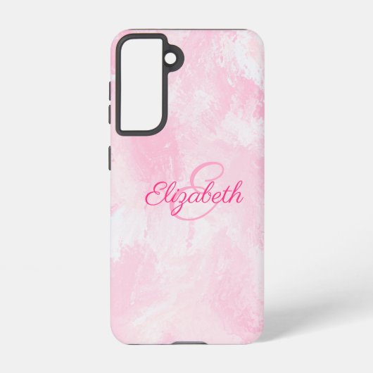 ピンクガーリーホワイトウォーター色名モノグラム SAMSUNG GALAXYケース (裏面)