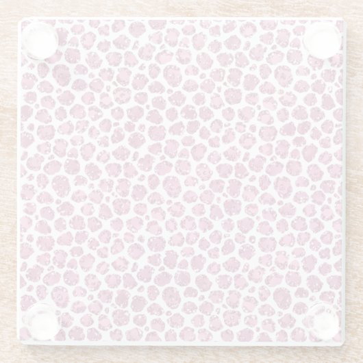 ピンクガーリーホワイトグラムグリッターヒョウ柄 ガラスコースター (裏面)