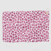 ピンクガーリーホワイトグラムグリッターヒョウ柄 ゴルフタオル (横)