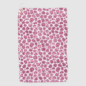 ピンクガーリーホワイトグラムグリッターヒョウ柄 ゴルフタオル (正面)