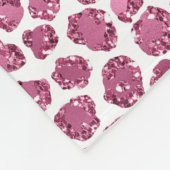 ピンクガーリーホワイトグラムグリッターヒョウ柄 フリースブランケット (角)