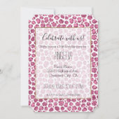 ピンクガーリーホワイトグラムグリッターヒョウ柄 招待状 (正面)