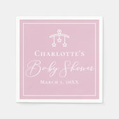 ピンクガーリーホワイトシックなミニマリスト赤ちゃんシャワー スタンダードカクテルナプキン (正面)