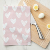 ピンクガーリーホワイトハートブライダルシャワー キッチンタオル (四つ折り)