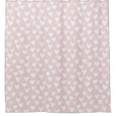 ピンクガーリーホワイトハートブライダルシャワー シャワーカーテン (正面)