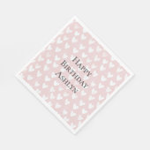 ピンクガーリーホワイトハート誕生日 スタンダードランチョンナプキン (角)