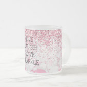 ピンクガーリーホワイトマーブルスパークル フロストグラスマグカップ (正面右)