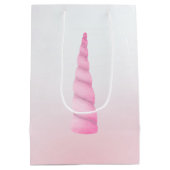 ピンクガーリーホワイトユニコーン誕生日 ミディアムペーパーバッグ (裏面)