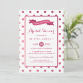ピンクガーリーホワイト水玉模様トレンディーブライダルシャワー 招待状 (スタンド正面)