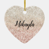 ピンクガーリーホワイト金ゴールドグリッツグリッター名 セラミックオーナメント (正面)