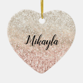 ピンクガーリーホワイト金ゴールドグリッツグリッター名 セラミックオーナメント