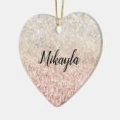 ピンクガーリーホワイト金ゴールドグリッツグリッター名 セラミックオーナメント (左)