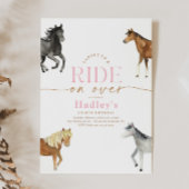 ピンクガーリーポニー誕生日招待状 招待状